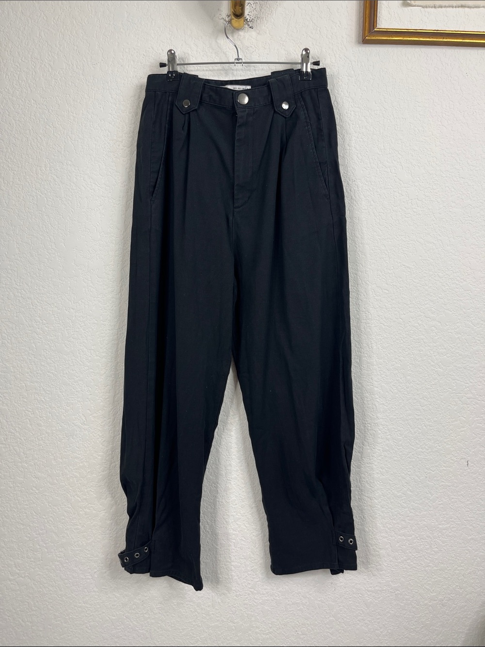 ZARA Punk Pants Balloon Silhouette w Ankle Adj Belt Pleated Snaps